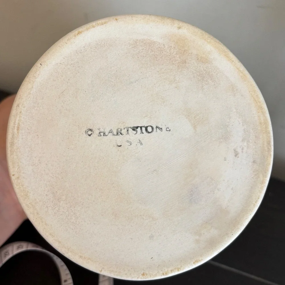 Hartstone Pottery | USA | Stoneware Canister | Pink Hearts and‎ Stripes | 7.25